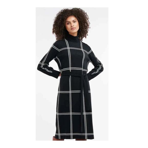 Barbour Aldora Windowpane Long Sleeve Cotton Blend Sweater Dress  (US/12) - Picture 3 of 10